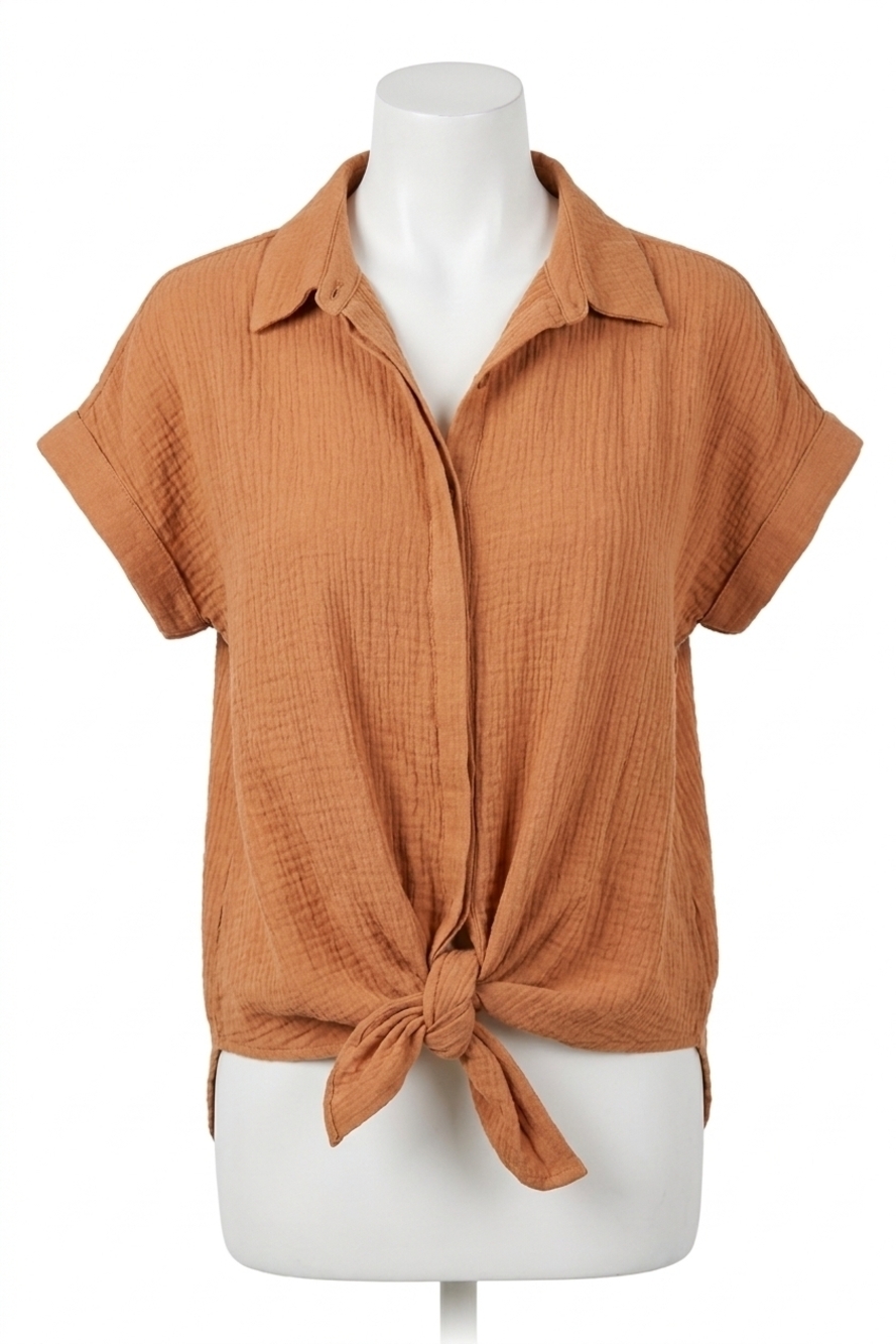 NEW BLUIVY essential button up shirt in camel